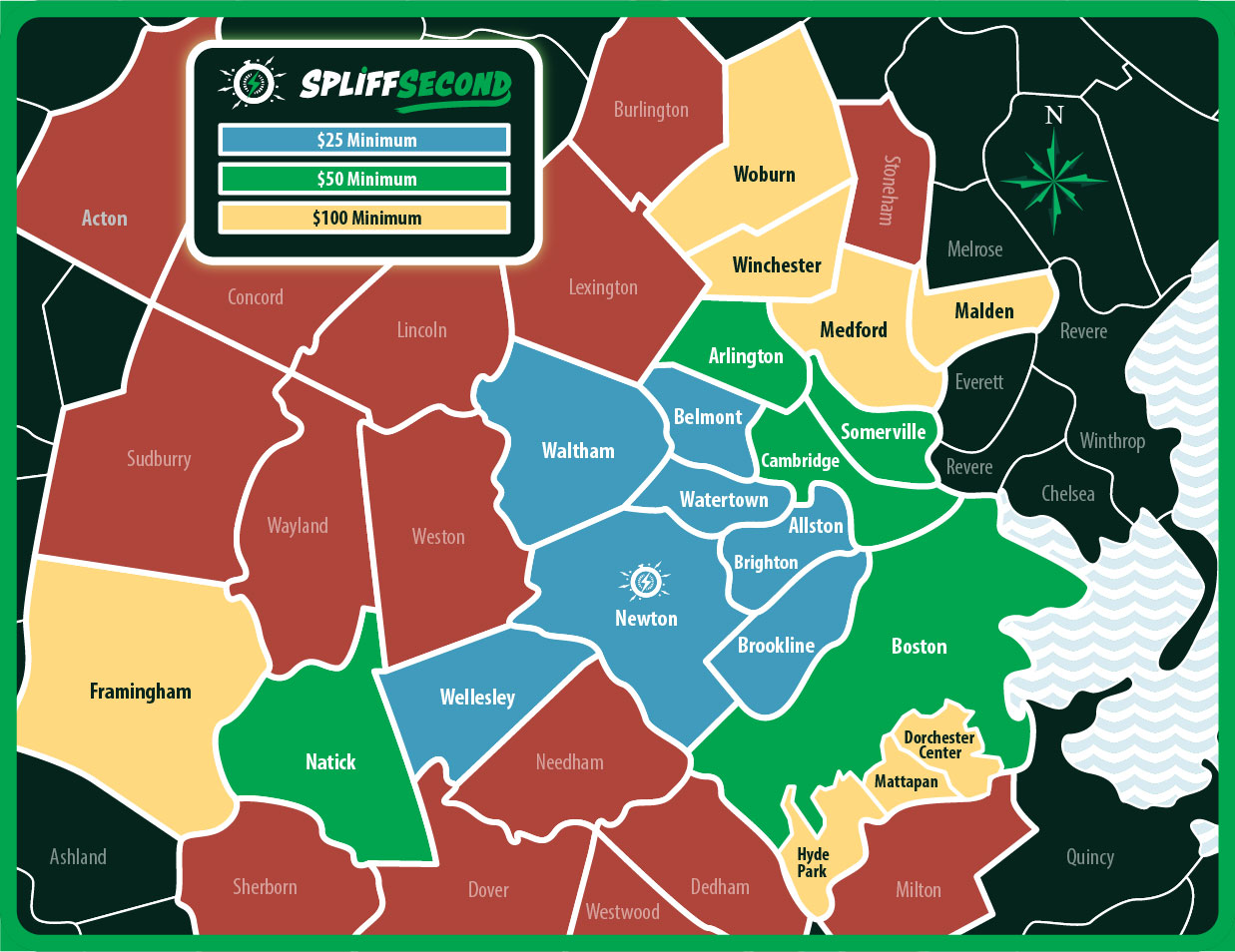 • Spliff Second marijuana delivery greater boston map